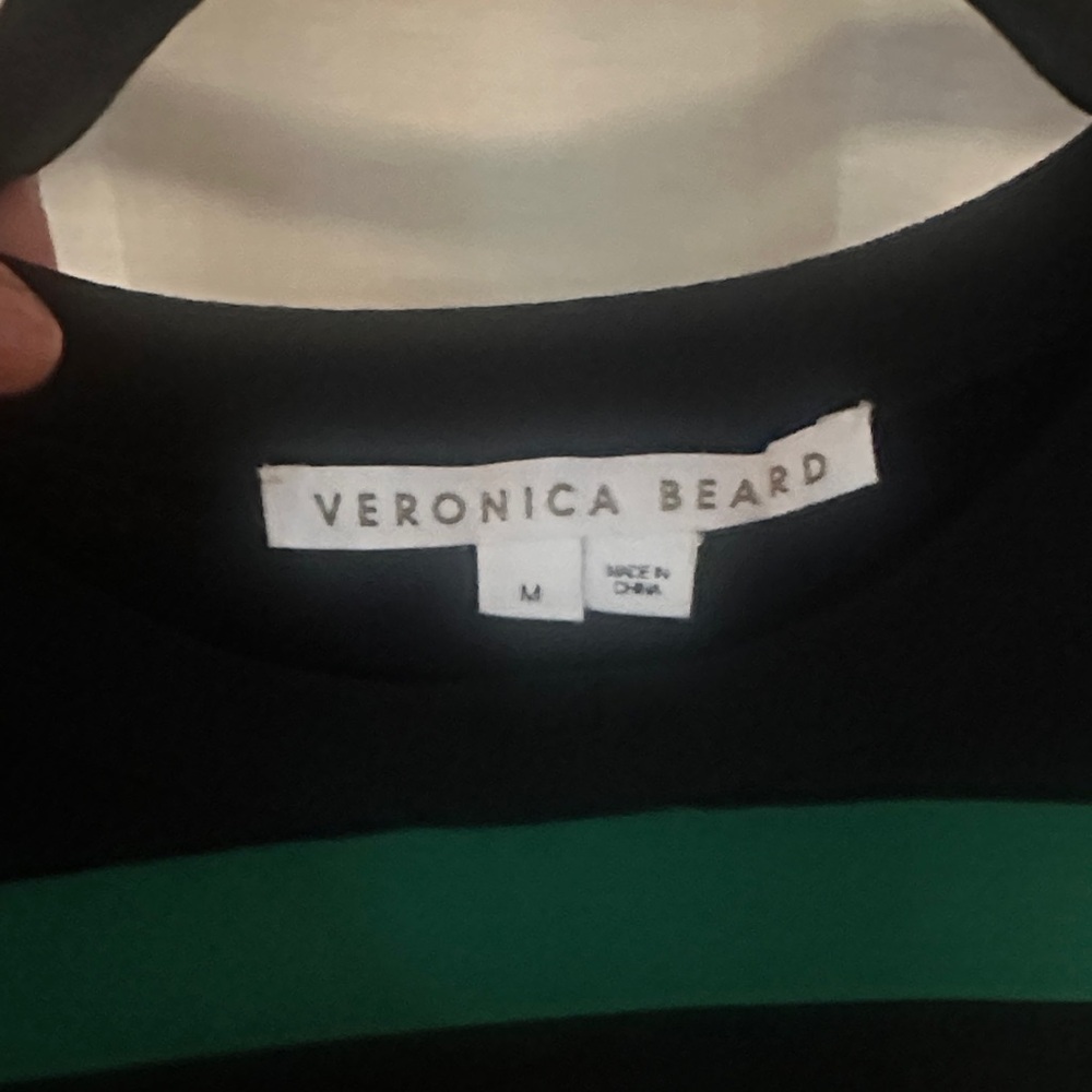 VERONICA BEARD Crop Black and Green Striped Long Sleeve Top- Size Medium - Picture 3 of 5